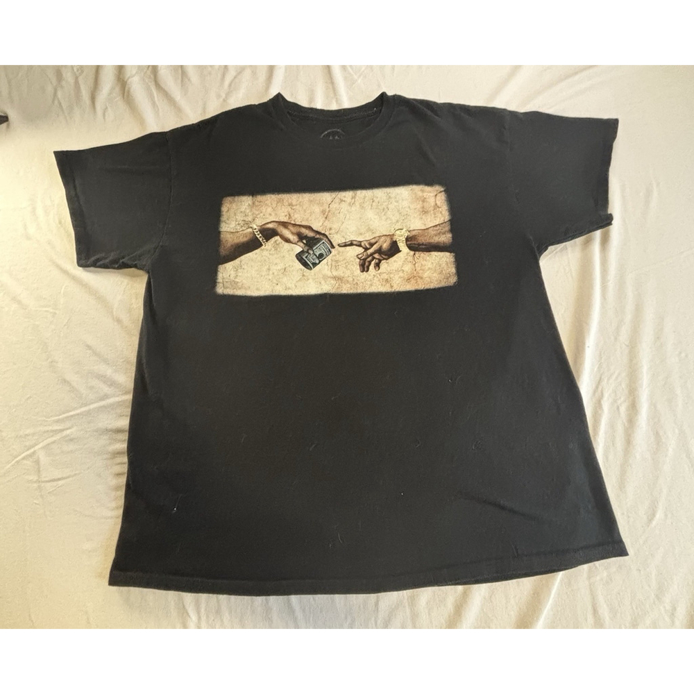 Streetwear Graphic T-Shirt Creation of Money Hands Exchange Cash Black XL